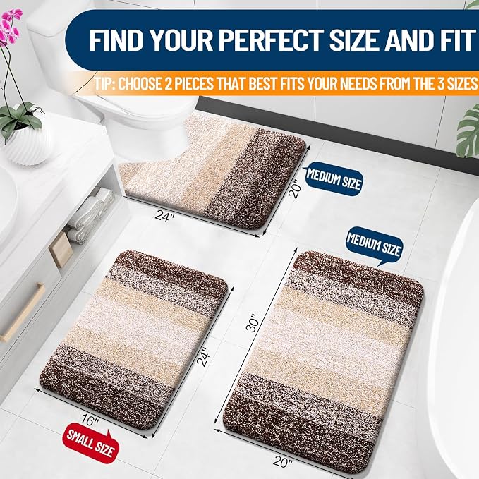 OLANLY Bathroom Rug Set 2 Piece, Soft Absorbent Microfiber Bath Rug Set - Image 2