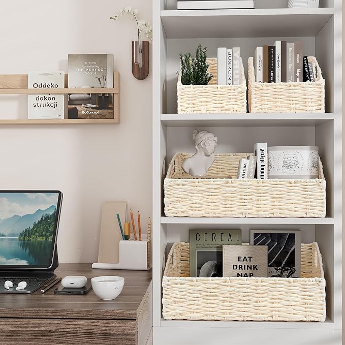 Ollieroo Rattan Storage Baskets, Handwoven Wicker Storage Bins - Image 5