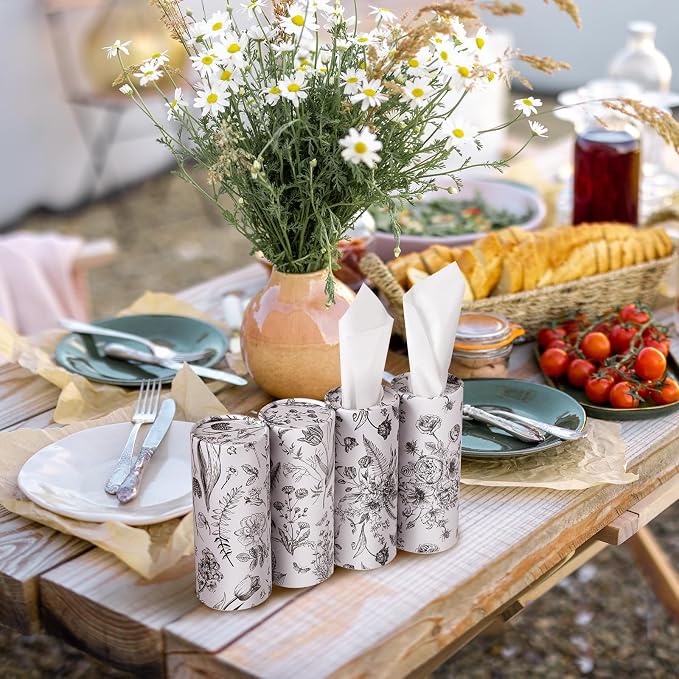 Zonon 4 Pcs Vintage Floral Car Tissue Cylinder - Image 7