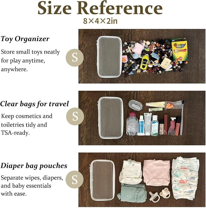 4 pcs Clear Zipper Pouches, Hard Shell Zipper Case, Toiletry Bag - Image 3