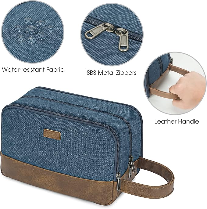 WANDF Travel Toiletry Bag for Men Large Toiletries Shaving Bag Water Resistant - Image 6