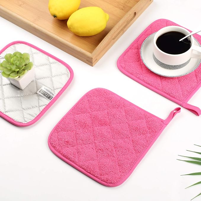 100% Cotton Kitchen Everyday Basic Terry Pot Holder Heat Resistant Coaster - Image 8