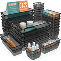 33 PCS Clear Plastic Drawer Organizers Set, 4 Size Desk Drawer Organizer Trays by StorMiracle
