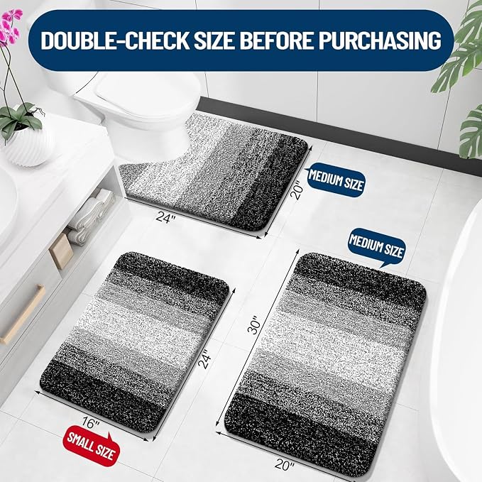 OLANLY Bathroom Rugs Sets 3 Piece, Soft Absorbent Microfiber Bath Mats and - Image 3