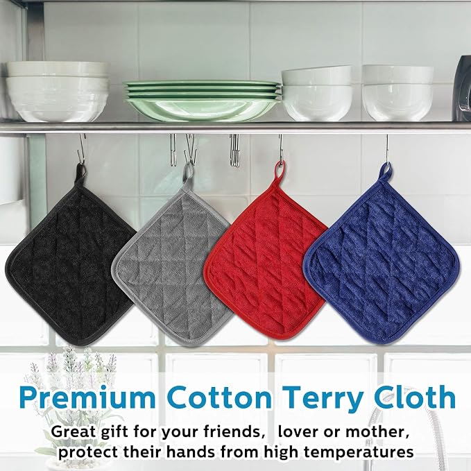 Zhehao 24 Pcs Pot Holders for Kitchen Hot Pads Heat Resistant Cotton Quilted - Image 7