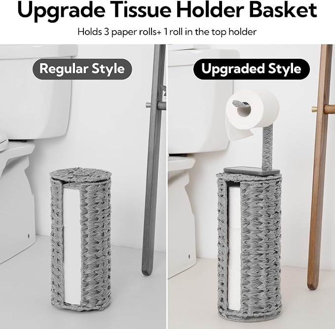 GRANNY SAYS Wicker Freestanding Toilet Paper Holder Stand - Image 4