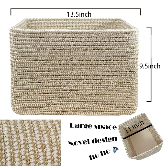 COMFY-HOMI Square Woven Cotton Rope Basket - Image 4