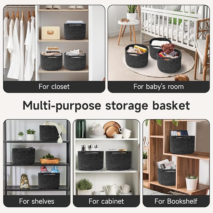 Small Rope Baskets for Storage, Baskets for Gifts Empty, Cute Round Woven Basket - Image 7