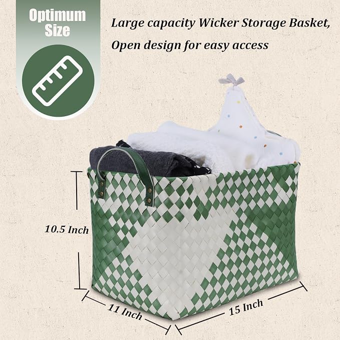 BROWNLILY Handwoven Clothes Basket Laundry Hampers Large Wicker Storage Baskets - Image 3