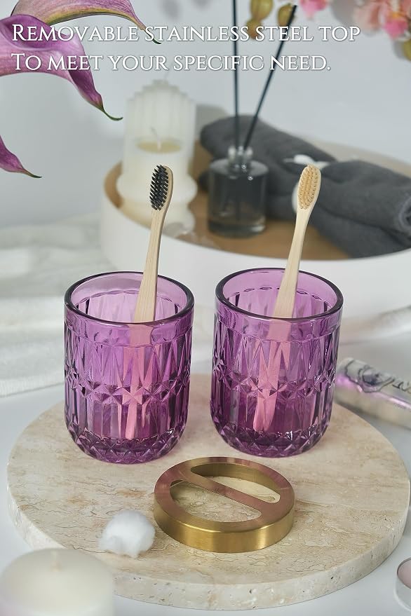 Purple Bathroom Accessories Set, Soap Dispenser, Toothbrush Holder Set - Image 7