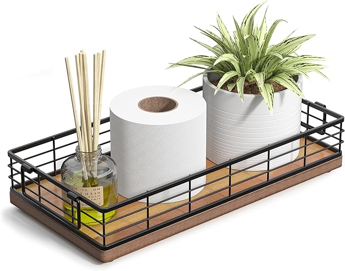 Acacia Toilet Paper Basket, 13 Inch Tank Tray Top of Toiletries Storage by JNFUZ