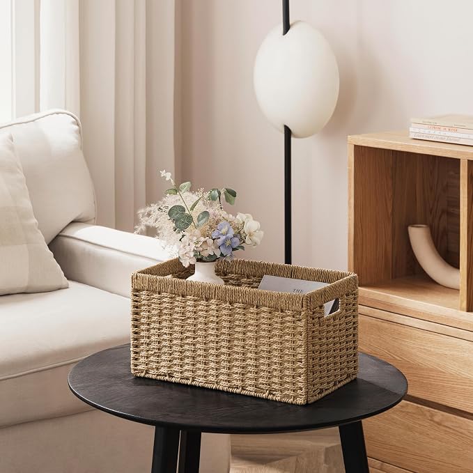 UBBCARE 4 Pack Wicker Basket, 13.4L×8.3H×7.1W inch Woven Paper Rope Storage - Image 6