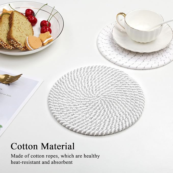 SHACOS 8 Inches Trivets for Hot Dishes, 4 Pieces Cotton Trivets Mats for Kitchen - Image 4