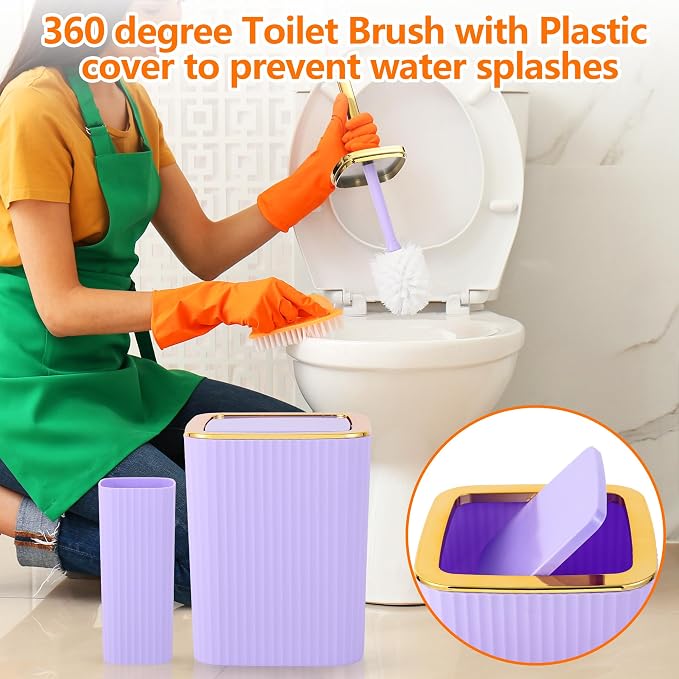 Bathroom Accessory Set, 9 Pieces Purple Bathroom Accessories Set - Image 7