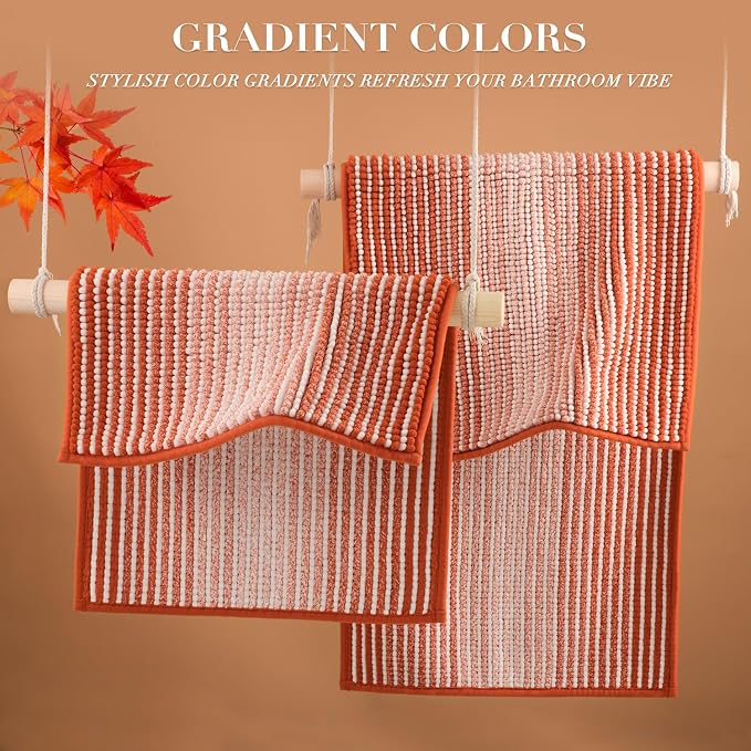 Bathroom Rugs and Mats Sets, 2 Piece Thick Absorbent Chenille Bath Mat Rug Set - Image 4