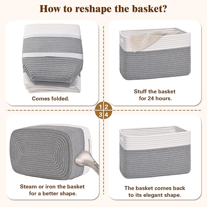 Storage Baskets for Organizing, 4 Pack Baskets for Shelves, Decorative Storage - Image 8