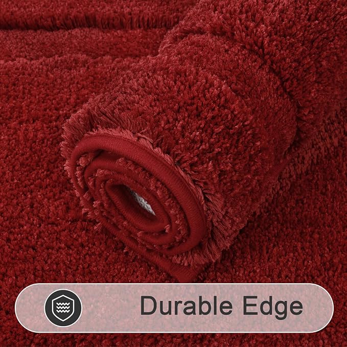 SHACOS Red Bathroom Rugs Set of 3 Pieces, Non-Slip Extra Soft Absorbent Bath - Image 7