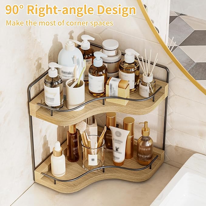 2-Tier Corner Bathroom Counter Organizer - Image 5