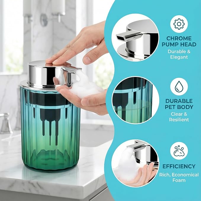 Foaming Hand Soap Dispenser 350ml Refillable Vintage-Inspired Modern Plastic - Image 4