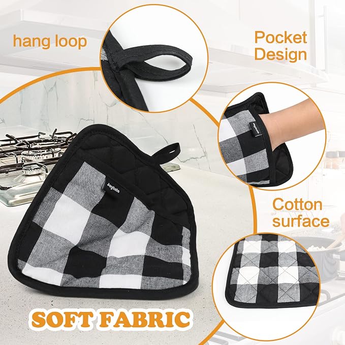 Joyhalo 4 Pack Pot Holders for Kitchen, Cotton Oven Holder - Image 2