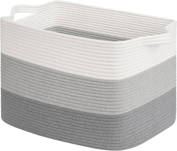 Goodpick Large Woven Basket, Rectangle Rope Storage Baskets by Goodpick