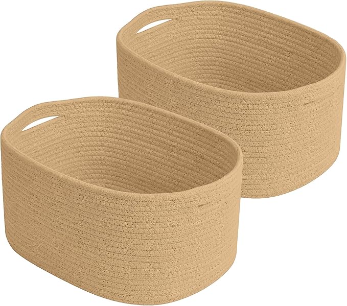 Cotton Rope Storage Basket, Woven Basket by ECDYQXVU