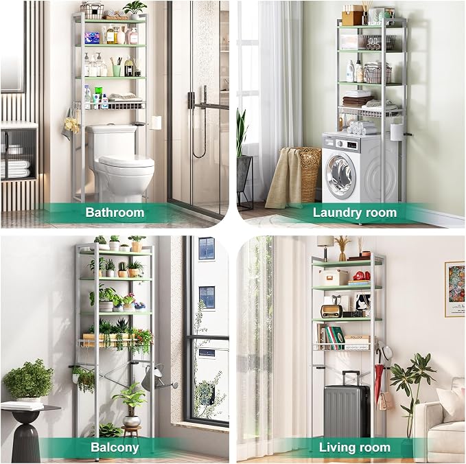 Over-The-Toilet Storage Rack, 4-Tier Bathroom Organizer Shelf Over Toilet - Image 3