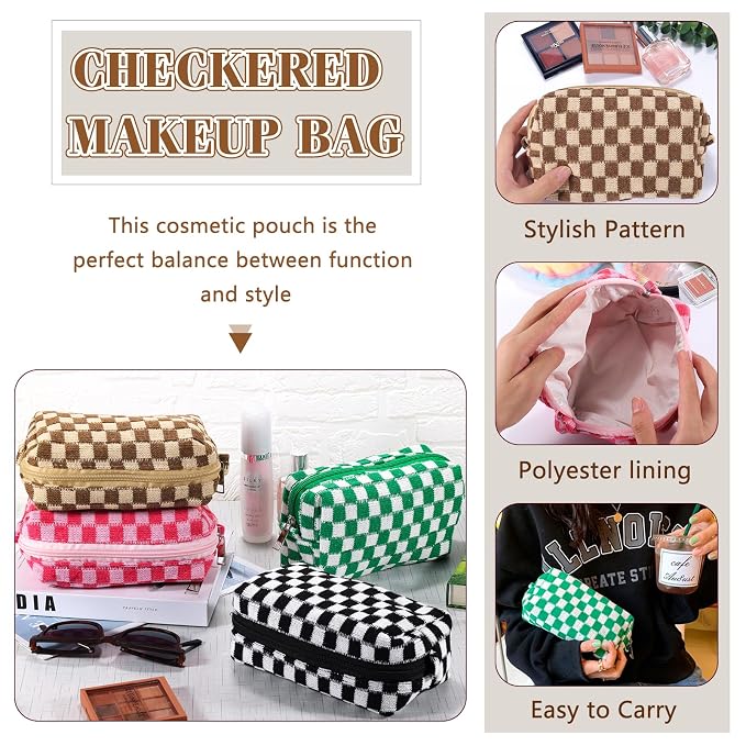 ZLFSRQ 4Pcs Checkered Pencil Case Cute Pencil Pouch - Image 6
