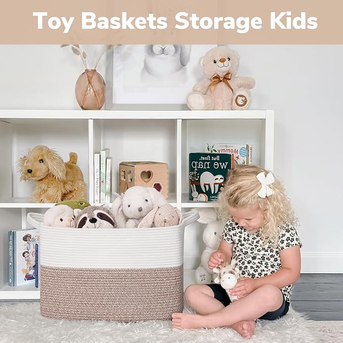 Goodpick Woven Baskets for Organizing, Rectangle Toy Baskets Storage Kids - Image 4
