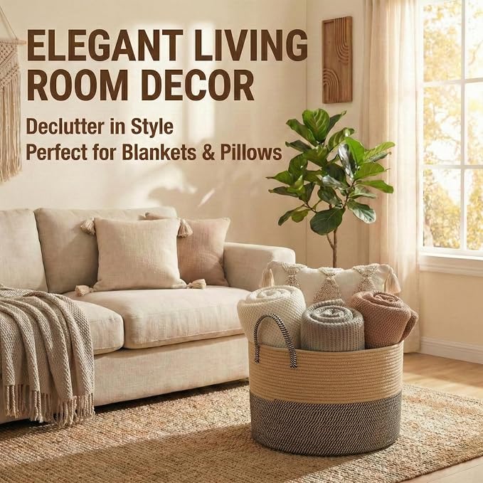 65L Extra Large Blanket Basket for Living Room - Image 2