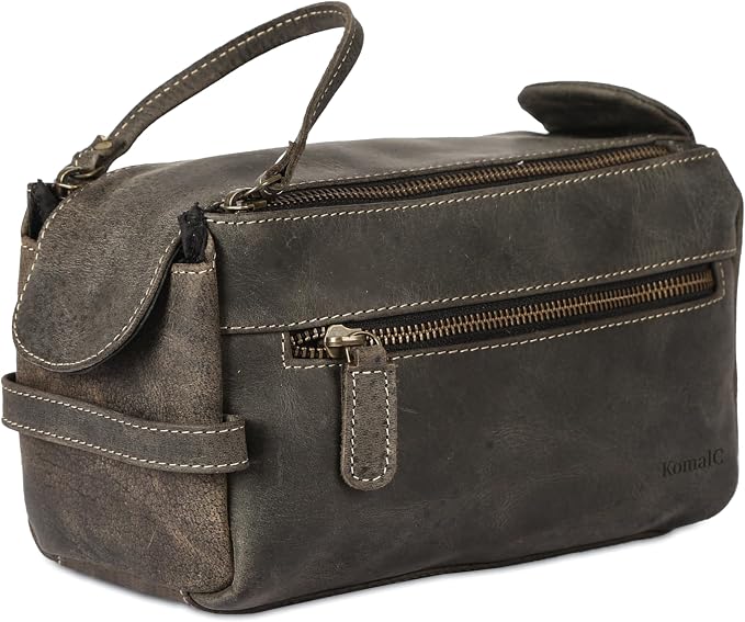 KomalC Premium Buffalo Leather Toiletry Bag by KomalC