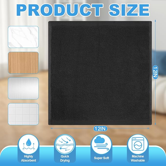 12 Pack 100% Cotton Wash Cloth, 12x12 Inch Highly Absorbent and Soft Feel - Image 4