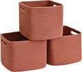 3 Pack Cube Storage Bin, 9”x9”x7” Cotton Rope Woven Baskets by Degeyoyo