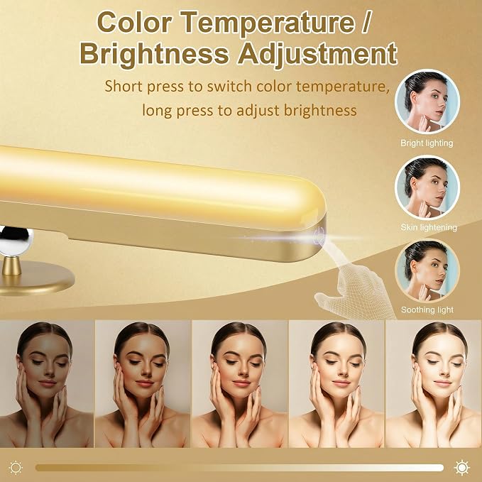 Wireless Vanity Lights for Mirror, Rechargeable Battery Operated Stick on Lamp - Image 3