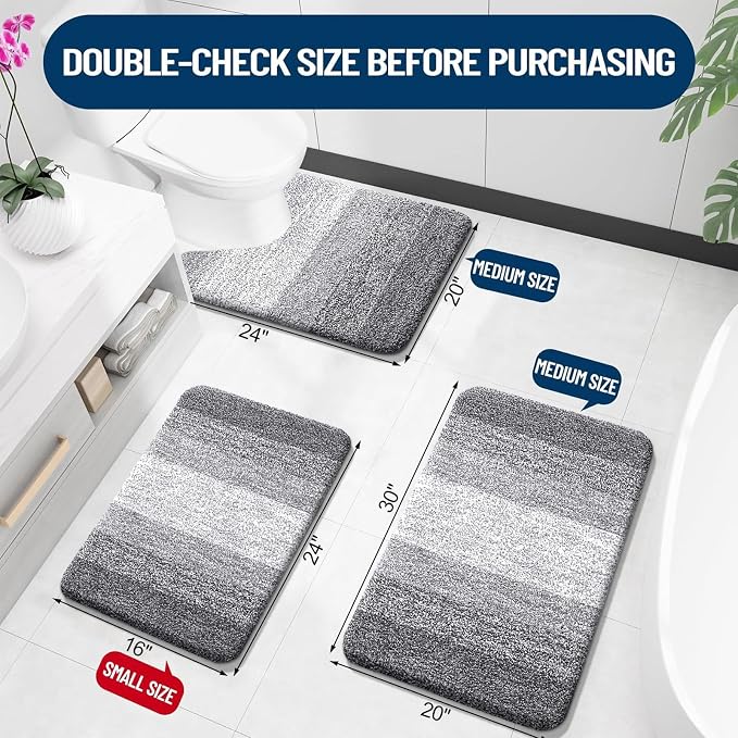 OLANLY Bathroom Rugs Sets 3 Piece, Soft Absorbent Microfiber Bath Mats and - Image 3
