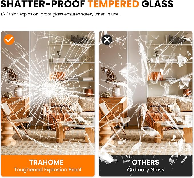 Bathroom Vanity Mirror for Wall, HD Shatterproof Glass, Hangs Horizontally or - Image 7