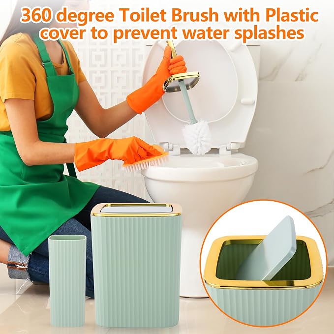 Bathroom Accessory Set, 9 Pieces Light Green Bathroom Accessories Set - Image 5