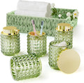 Bathroom Accessory Set with Plastic Wicker Basket, Glass Bathroom Accessories by BetterbathroomwithXLHOME