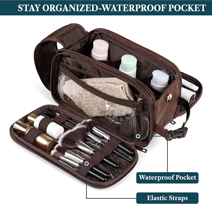 PAVILIA Toiletry Bag for Men Women, Mens Travel Bag Toiletries Organizer Case - Image 3