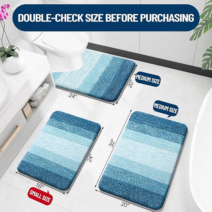 OLANLY Bathroom Rugs Sets 3 Piece, Soft Absorbent Microfiber Bath Mats and - Image 3