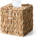 Rattan Tissue Box Cover with Lid, Wicker Tissue Box Holder Square, Hand Woven by S310