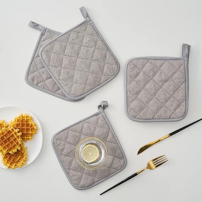 Kitchen Pot Holders Set Heat Resistant Pure Cotton Potholders Kit Trivets Large - Image 4