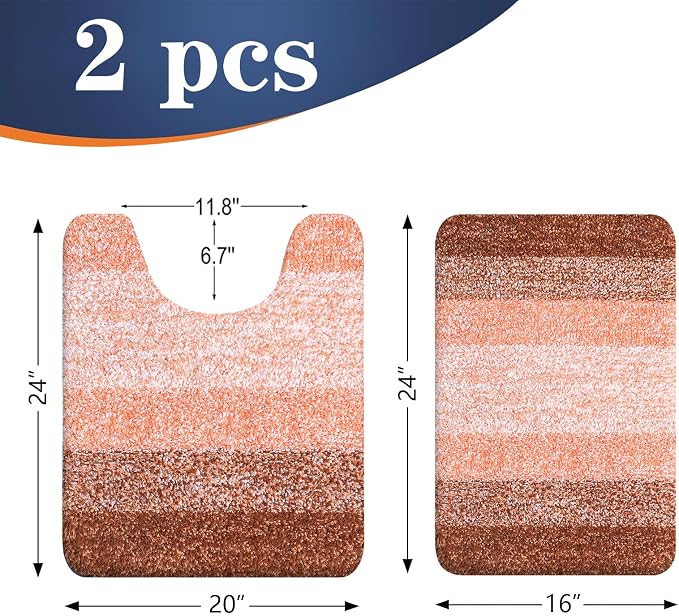 OLANLY Bathroom Rug Set 2 Piece, Soft Absorbent Microfiber Bath Mats and - Image 2