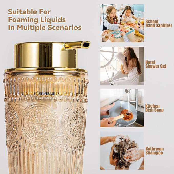 Gold Glass Foaming Soap Dispenser - Image 2