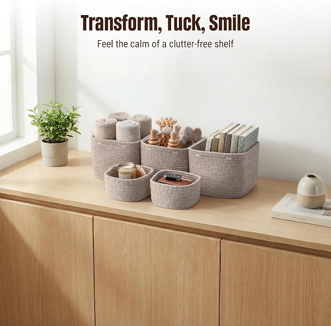 5-Pack Storage Cubes Woven Rope Baskets - Image 5