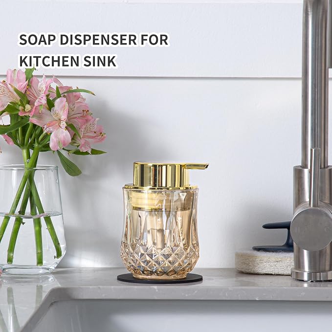 Glass Soap Dispenser, Glod Bathroom Hand Liquid Soap Dispensers, Refillable - Image 5