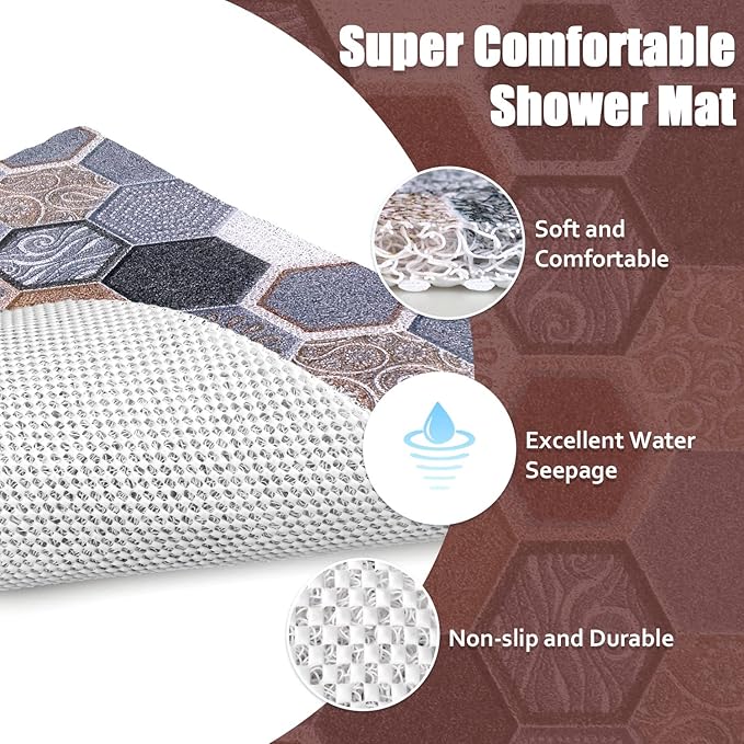 Shower Mat Bathtub Mat Non-Slip, 24x32 Inch, Soft Comfort Bath Mat - Image 6