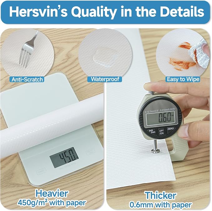 Hersvin Shelf Liners 10 in x 20 ft Self-Adhesive EVA Drawer Mats, Cupboard - Image 5