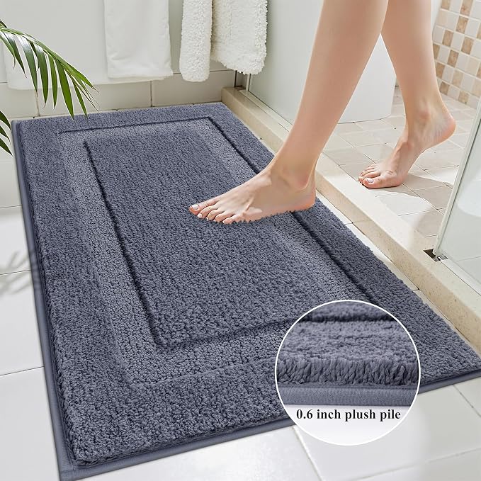 SHACOS Dark Grey Bathroom Rugs Sets 3 Piece, Soft Fluffy Water Absorbent - Image 7