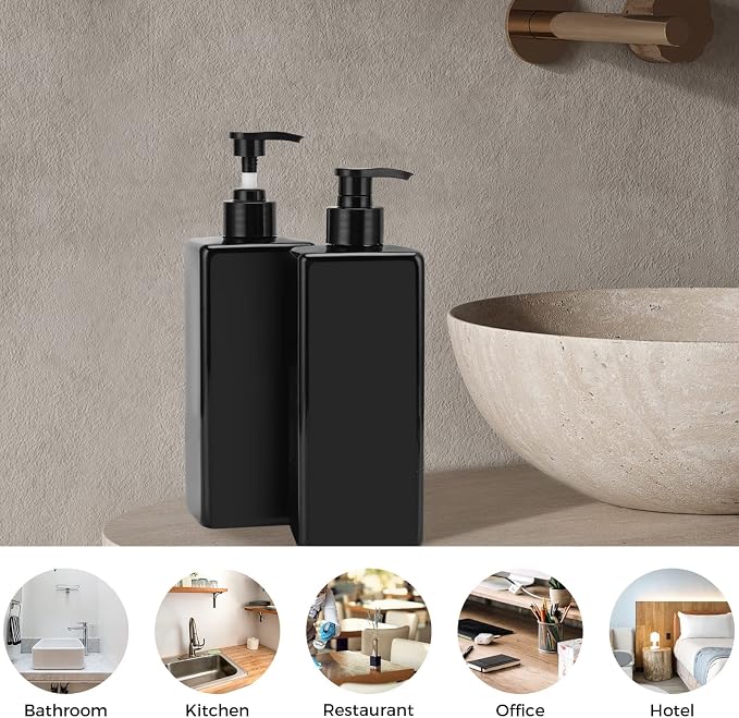 Suream Shampoo and Conditioner Dispenser Set, Plastic Refillable Dispenser - Image 6